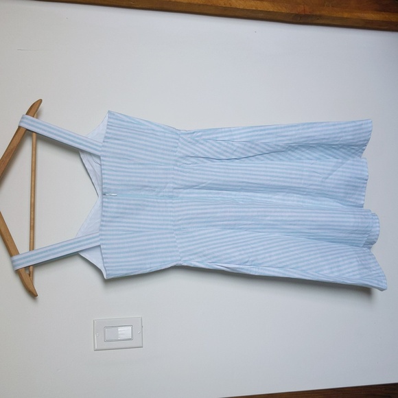 NWOT GAP women's linen cotton blend lined aqua striped fit & flare dress size 0 - Picture 6 of 11
